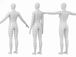 Femmina naturale in 3 pose di modellazione Base Mesh Modello 3D