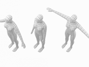 Natural Female in In 3 Modeling Poses Base Mesh 3D Model