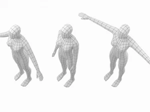 Femmina naturale in 3 pose di modellazione Base Mesh Modello 3D