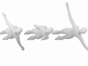 Femmina naturale in 3 pose di modellazione Base Mesh Modello 3D