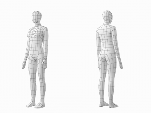 Natural Female in In 3 Modeling Poses Base Mesh 3D Model