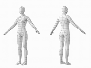 Natural Female in In 3 Modeling Poses Base Mesh 3D Model