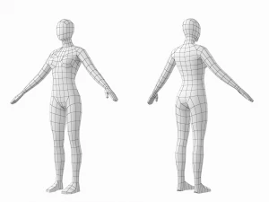 Femmina naturale in 3 pose di modellazione Base Mesh Modello 3D