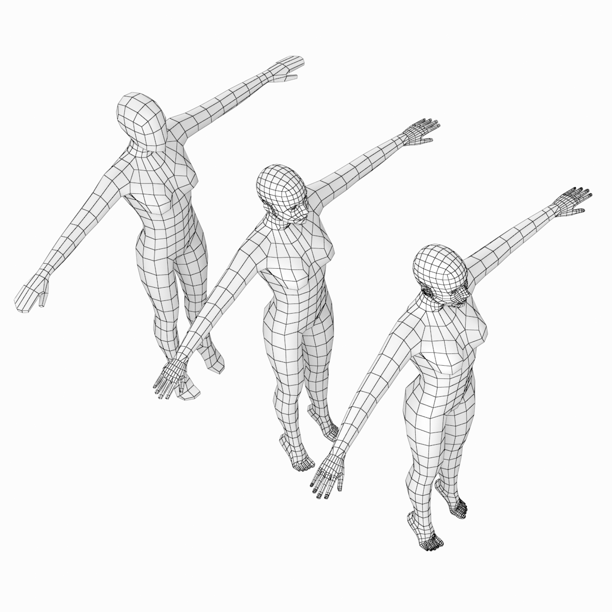 Natural Female and Male in T-Pose Base Mesh 3D Model in Woman 3DExport