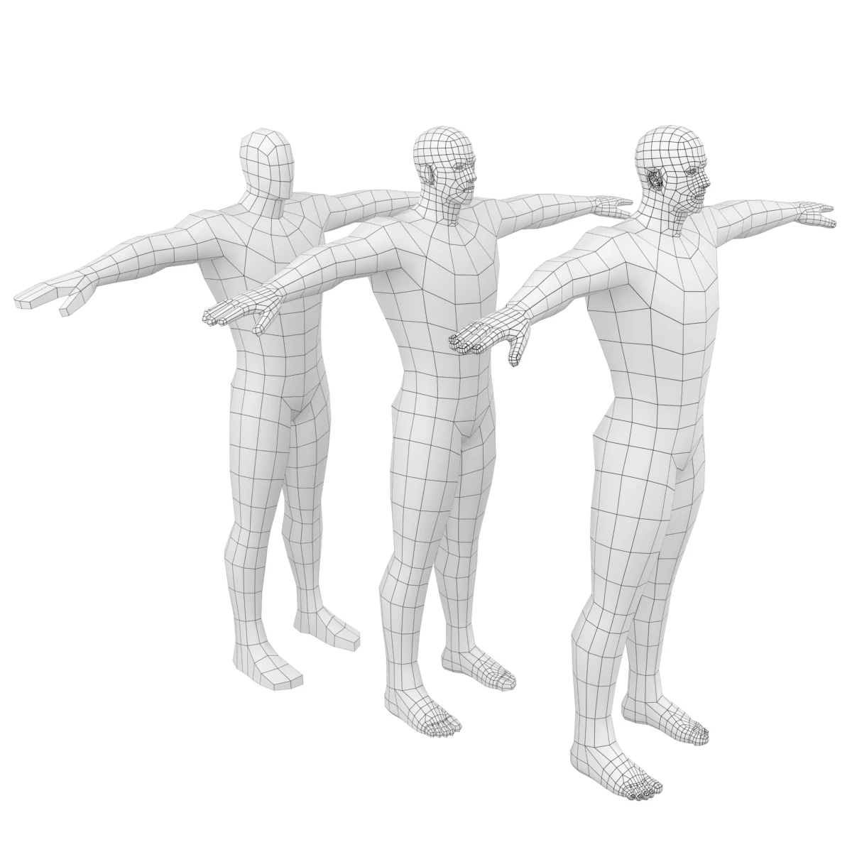 Hero Male in T-Pose Base Mesh 3D Model .c4d .max .obj .3ds .fbx .stl .blend 