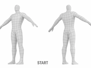 ए-पोज़ बेस मेश में हीरो पुरुष 3D मॉडल