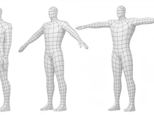 Eroe maschile in maglia di base a tre pose Modello 3D
