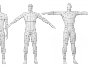 Eroe maschile in maglia di base a tre pose Modello 3D