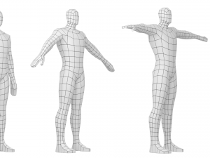 Male Hero in Three Poses Base Mesh 3D Model