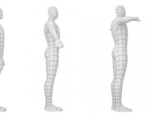 Male Hero in Three Poses Base Mesh 3D Model
