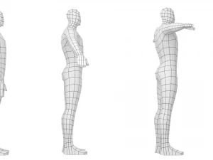 Eroe maschile in maglia di base a tre pose Modello 3D