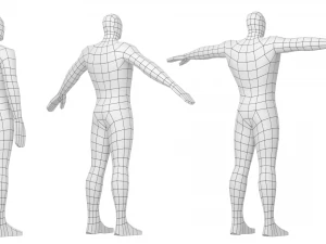 Eroe maschile in maglia di base a tre pose Modello 3D