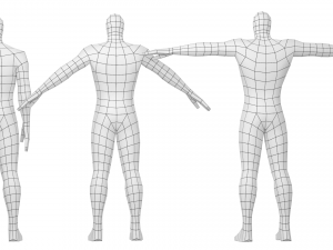 Male Hero in Three Poses Base Mesh 3D Model