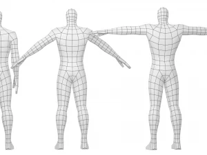 Eroe maschile in maglia di base a tre pose Modello 3D