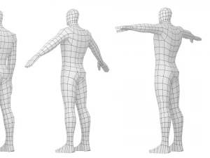 Eroe maschile in maglia di base a tre pose Modello 3D