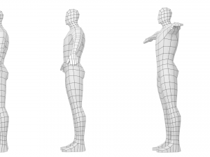 Male Hero in Three Poses Base Mesh 3D Model