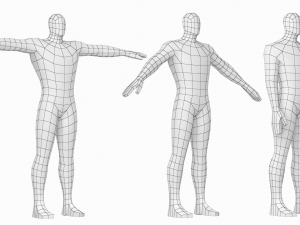 Male Hero in Three Poses Base Mesh 3D Model