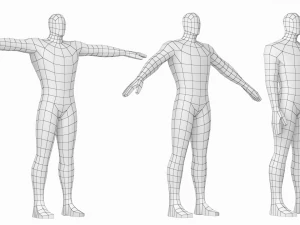 Eroe maschile in maglia di base a tre pose Modello 3D