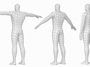 Male Hero in Three Poses Base Mesh 3D Model