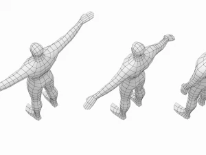 Eroe maschile in maglia di base a tre pose Modello 3D