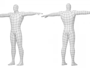 Eroe maschile in maglia di base a tre pose Modello 3D