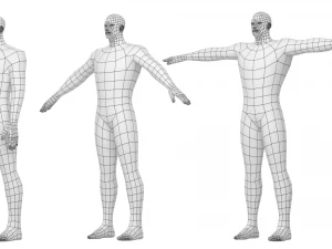 Male Hero in Three Poses Base Mesh 3D Model