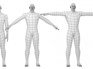 Male Hero in Three Poses Base Mesh 3D Model