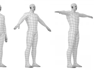 Male Hero in Three Poses Base Mesh 3D Model