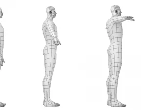 Male Hero in Three Poses Base Mesh 3D Model