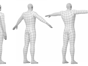 Male Hero in Three Poses Base Mesh Modelo 3D