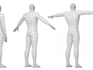 Male Hero in Three Poses Base Mesh 3D Model