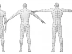 Male Hero in Three Poses Base Mesh 3D Model