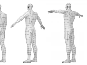 Male Hero in Three Poses Base Mesh 3D Model