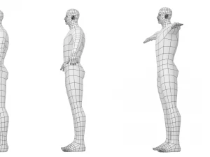 Male Hero in Three Poses Base Mesh 3D Model
