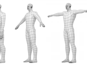 Male Hero in Three Poses Base Mesh 3D Model