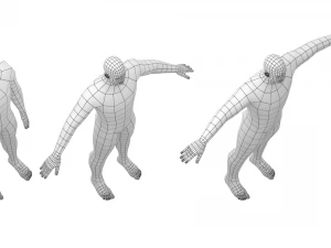 Male Hero in Three Poses Base Mesh 3D Model