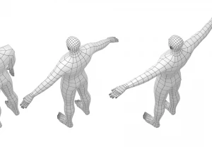 Male Hero in Three Poses Base Mesh 3D Model