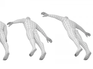 Male Hero in Three Poses Base Mesh 3D Model