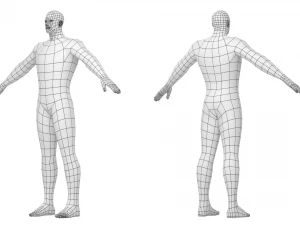 Male Hero in Three Poses Base Mesh 3D Model