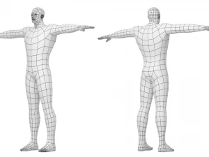 Male Hero in Three Poses Base Mesh 3D Model
