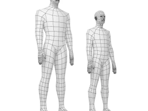 Male Hero in Three Poses Base Mesh 3D Model
