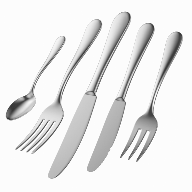 Generic Cutlery 5 Pieces COLLECTION Model 3D .c4d .max .obj .3ds .fbx .stl .blend 