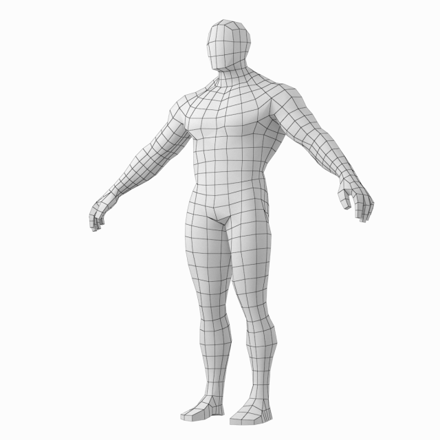 Bodybuilder Male Base Mesh in A-Pose 3D Model .c4d .max .obj .3ds .fbx .stl .blend 
