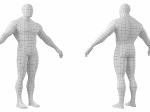 Bodybuilder Male Base Mesh in A-Pose 3D Model