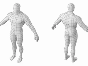 Bodybuilder Male Base Mesh in A-Pose 3D Model