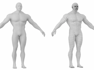 Bodybuilder Male Base Mesh in A-Pose 3D Model