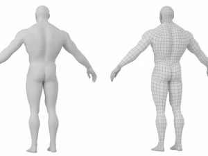 Bodybuilder Male Base Mesh in A-Pose 3D Model