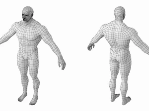 Bodybuilder Male Base Mesh in A-Pose 3D Model
