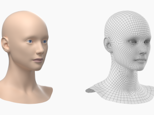 Natural Female Head 01 Base Mesh Modelo 3D
