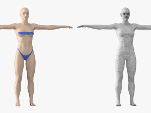 Natural Female 01 T-Pose Base Mesh Modello 3D